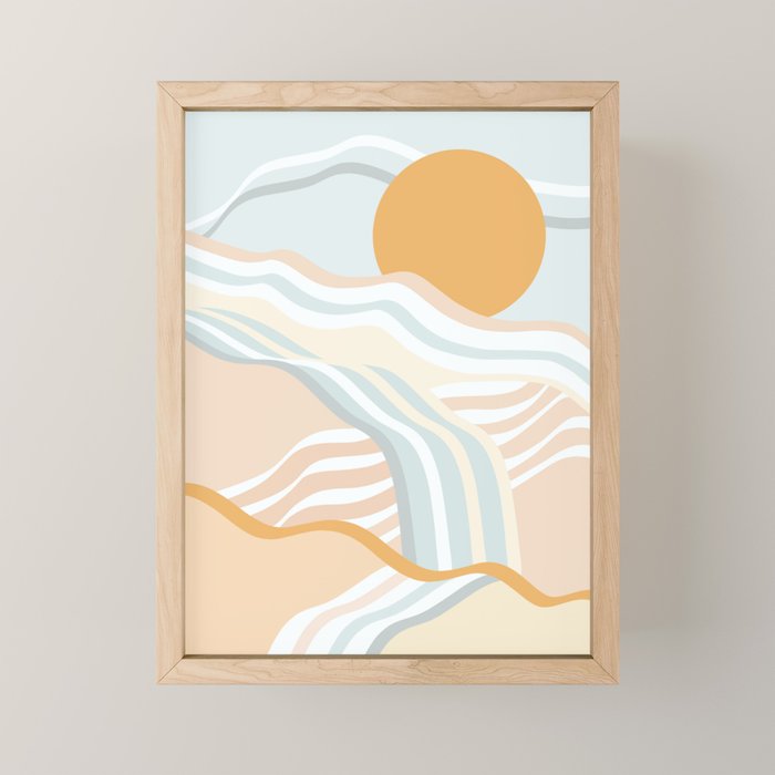 Retro Rainbow Summer Waves Mini Art Print Gallery Image 1