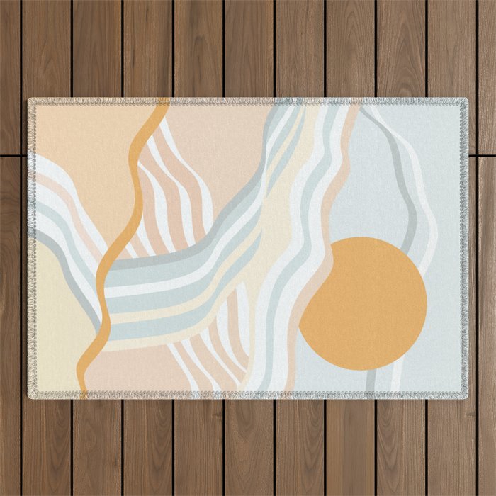 Retro Rainbow Summer Waves Outdoor Rug Gallery Image 1