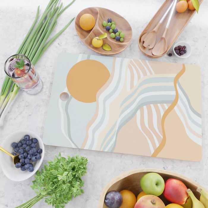 Retro Rainbow Summer Waves Cutting Board Gallery Image 2