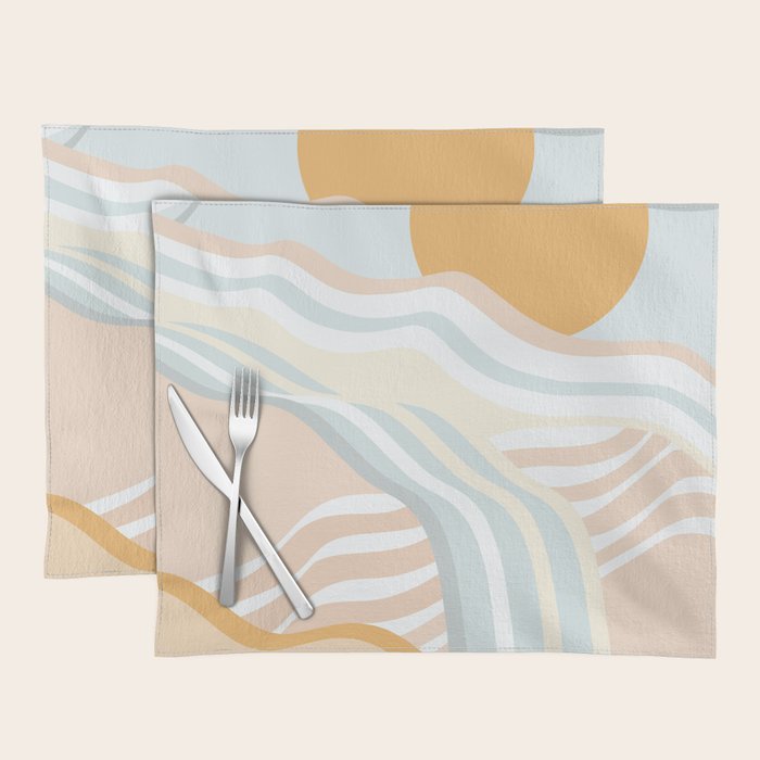Retro Rainbow Summer Waves Placemat Gallery Image 1