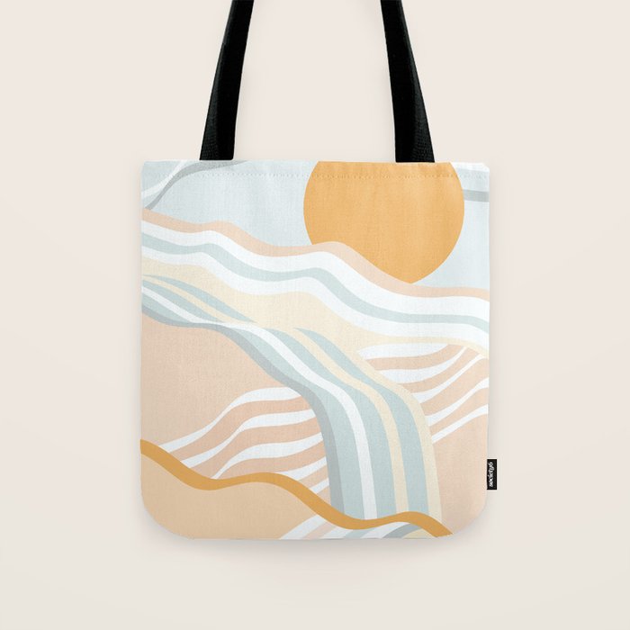 Retro Rainbow Summer Waves Tote Bag Gallery Image 1