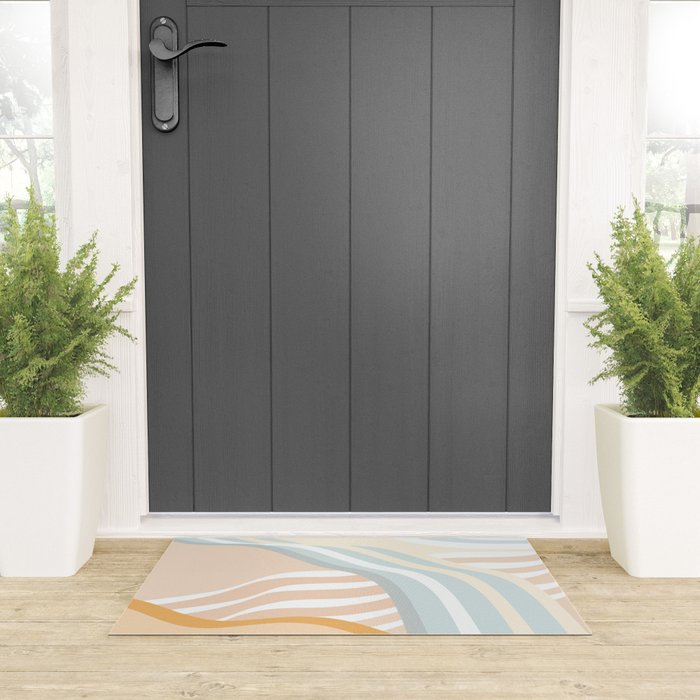 Retro Rainbow Summer Waves Welcome Mat Gallery Image 3
