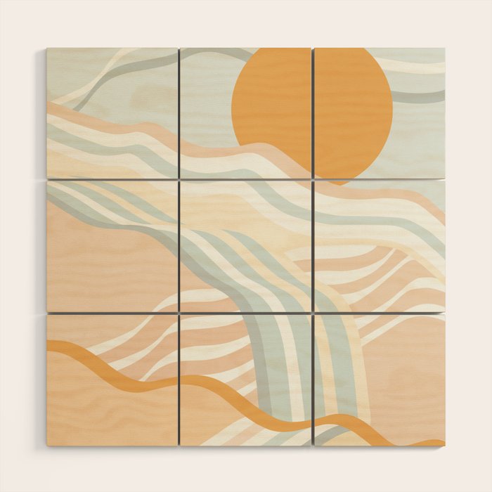 Retro Rainbow Summer Waves Wood Wall Art Gallery Image 1