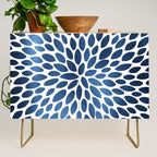 Floral Bloom, Dark Blue on White Credenza Gallery Image 1