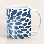 Floral Bloom, Dark Blue on White Coffee Mug Gallery Image 1