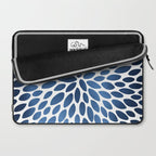 Floral Bloom, Dark Blue on White Laptop Sleeve Gallery Image 2