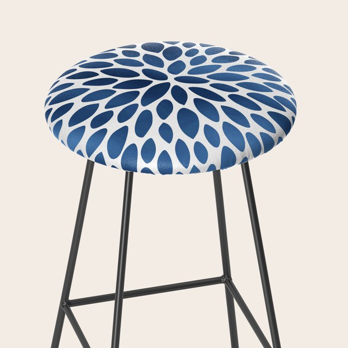 Floral Bloom, Dark Blue on White Stool Gallery Image 2