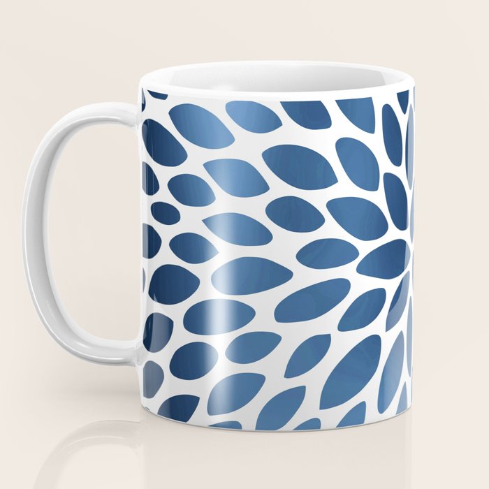 Floral Bloom, Dark Blue on White Coffee Mug Gallery Image 3