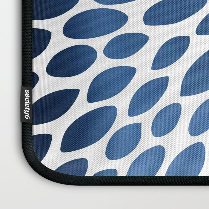 Floral Bloom, Dark Blue on White Laptop Sleeve Gallery Image 3