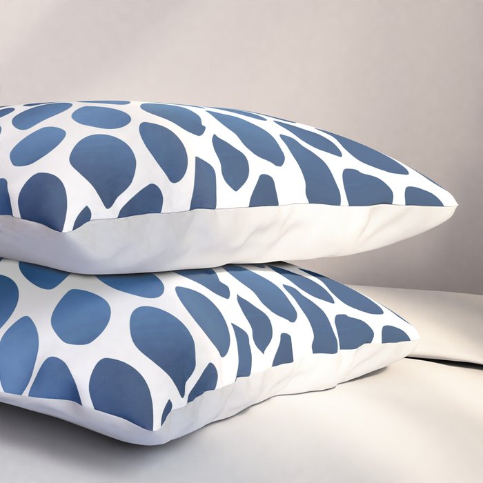 Floral Bloom, Dark Blue on White Pillow Sham Gallery Image 3
