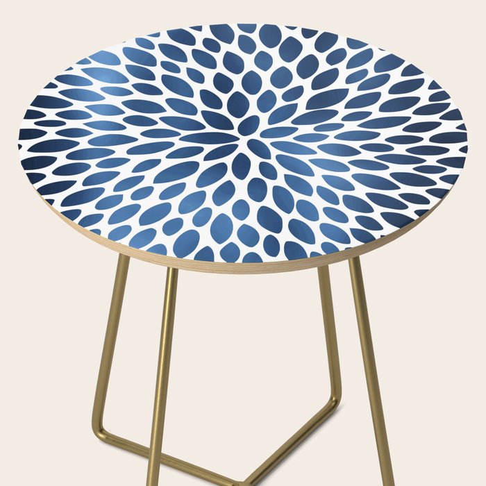 Floral Bloom, Dark Blue on White Side Table Gallery Image 2