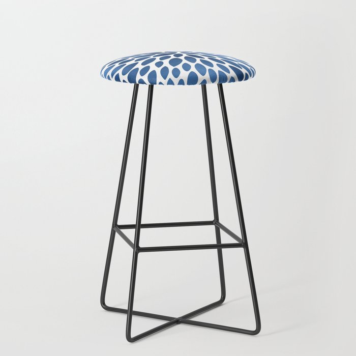 Floral Bloom, Dark Blue on White Stool Gallery Image 1