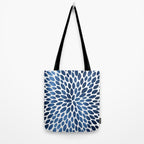 Floral Bloom, Dark Blue on White Tote Bag Gallery Image 2