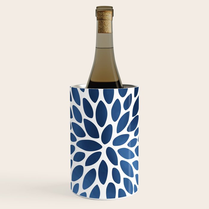Floral Bloom, Dark Blue on White Wine Chiller Gallery Image 1