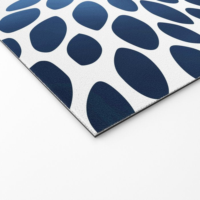 Floral Bloom, Dark Blue on White Welcome Mat Gallery Image 2