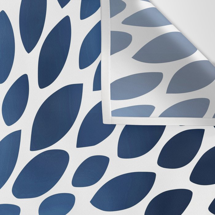 Floral Bloom, Dark Blue on White Wall Tapestry Gallery Image 3