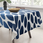 Floral Bloom, Dark Blue on White Tablecloth Gallery Image 3