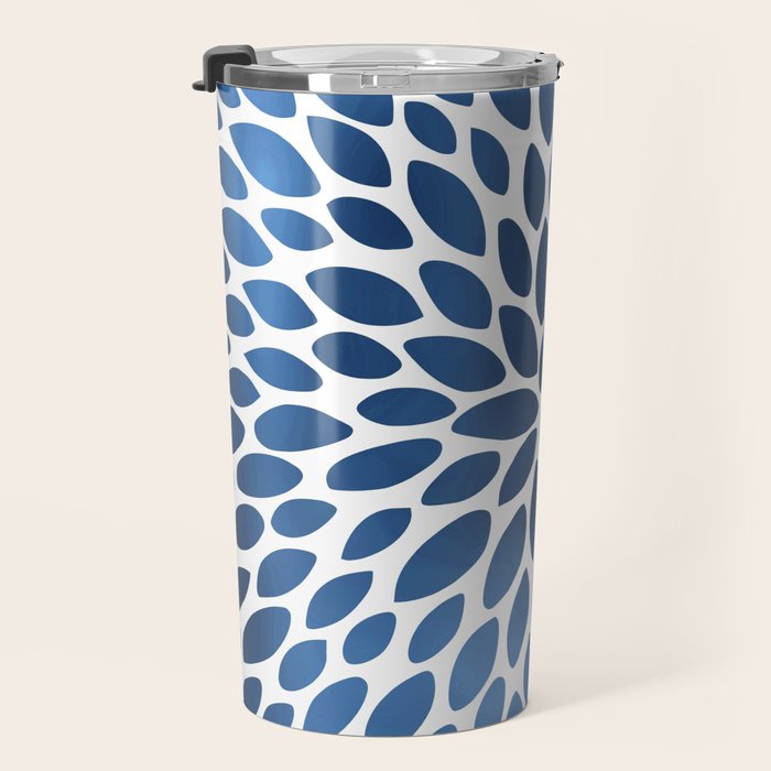 Floral Bloom, Dark Blue on White Travel Mug Gallery Image 3
