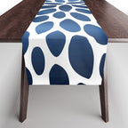 Floral Bloom, Dark Blue on White Table Runner Gallery Image 1