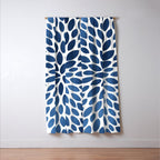 Floral Bloom, Dark Blue on White Window Curtain Gallery Image 3