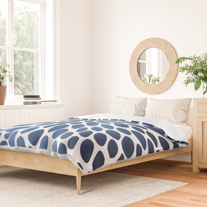 Floral Bloom, Dark Blue on White Duvet Cover Gallery Image 2