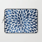 Floral Bloom, Dark Blue on White Laptop Sleeve Gallery Image 1