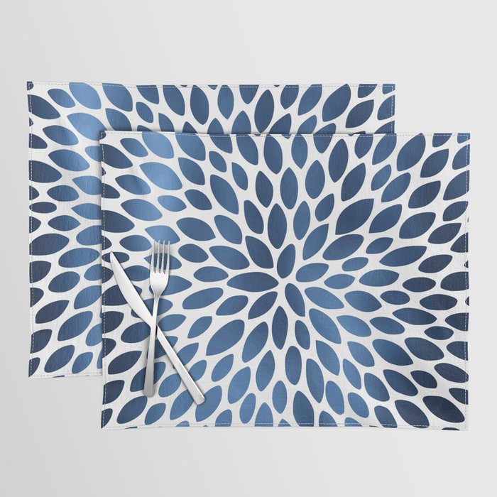 Floral Bloom, Dark Blue on White Placemat Gallery Image 1