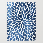 Floral Bloom, Dark Blue on White Poster Gallery Image 4