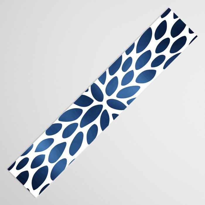 Floral Bloom, Dark Blue on White Table Runner Gallery Image 3