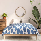 Floral Bloom, Dark Blue on White Comforter Gallery Image 3