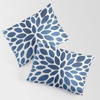 Floral Bloom, Dark Blue on White Pillow Sham Gallery Image 3