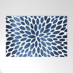 Floral Bloom, Dark Blue on White Welcome Mat Gallery Image 1