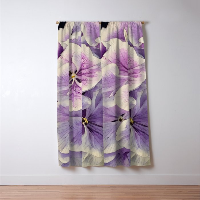 Purple hydrangea watercolor Window Curtain Gallery Image 3