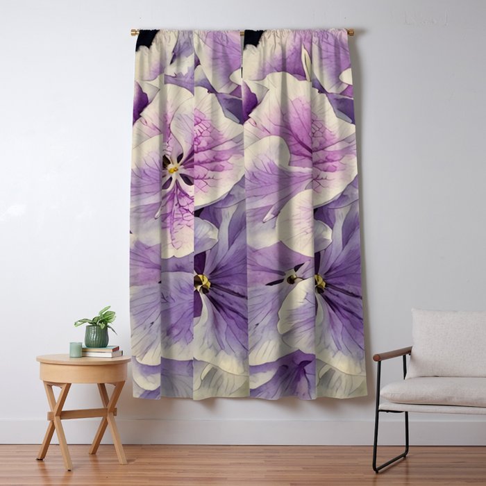 Purple hydrangea watercolor Window Curtain Gallery Image 5
