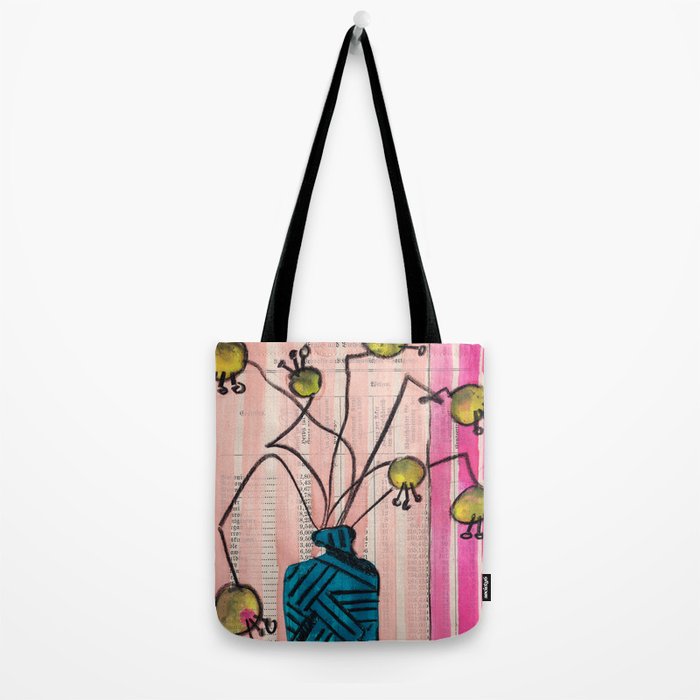 Gouache 6, crazy flowers in a vase mid century style still life Tote Bag Gallery Image 2