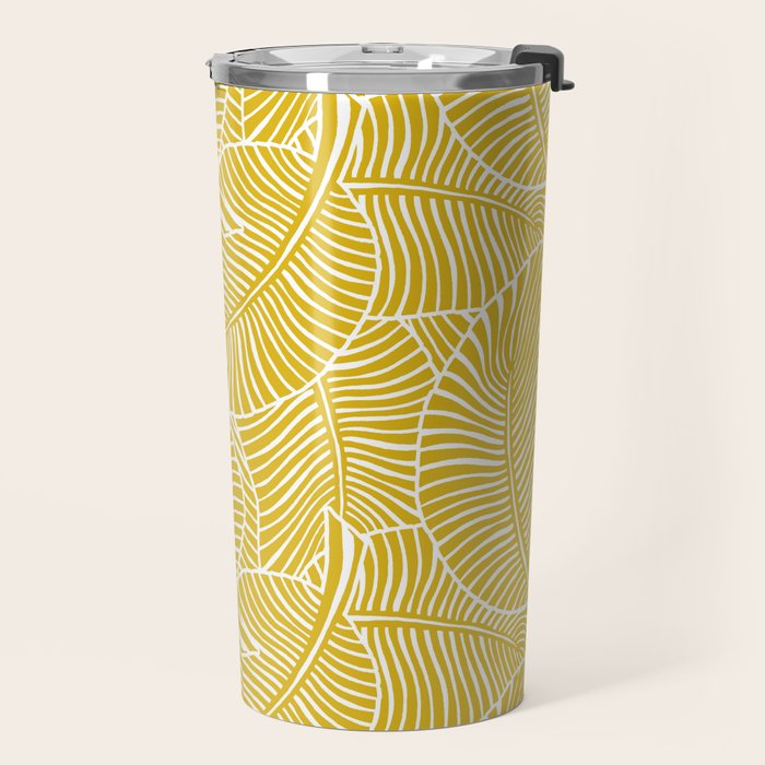 Zebra Palm Hawaiian Tropical  -Sulfur Yellow Travel Mug Gallery Image 2