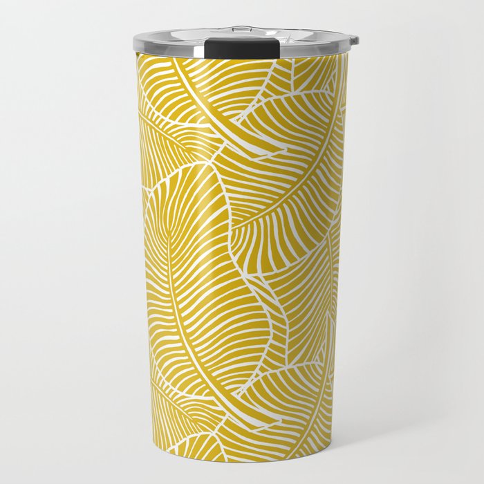 Zebra Palm Hawaiian Tropical  -Sulfur Yellow Travel Mug Gallery Image 1