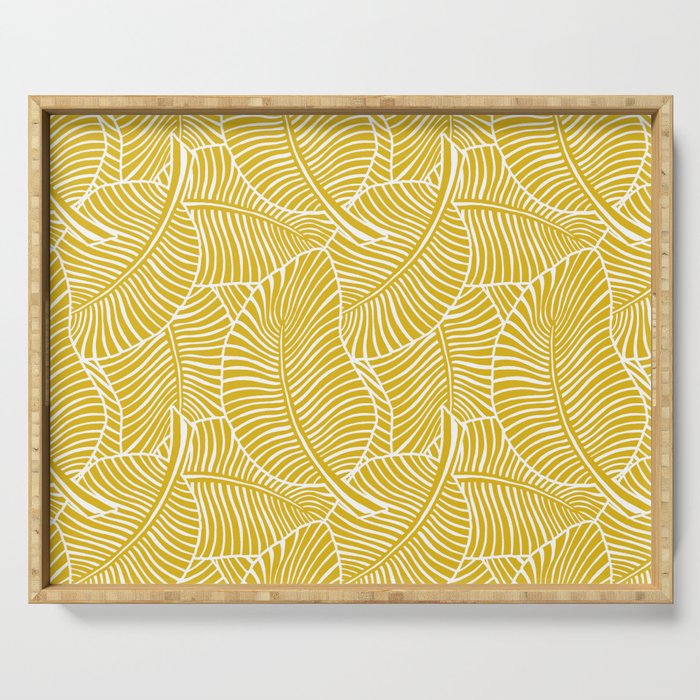 Zebra Palm Hawaiian Tropical  -Sulfur Yellow Serving Tray Gallery Image 1