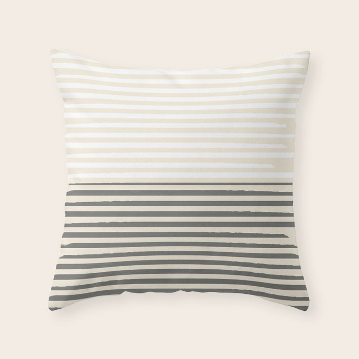 Linear Harmony - Pastel Brush Line  Throw Pillow Gallery Image 1