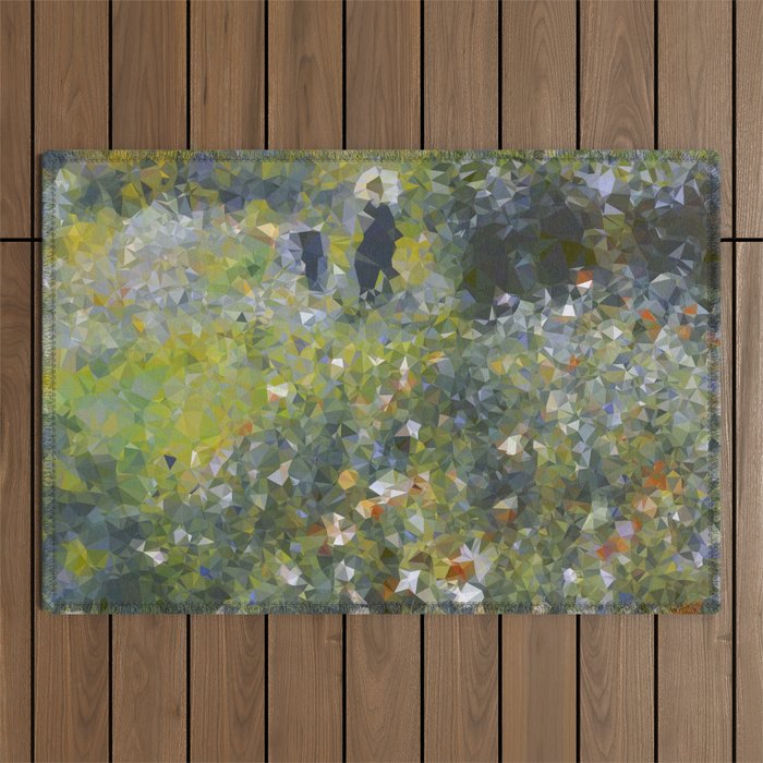 Monet Garden Low Poly Nature Art Outdoor Rug Gallery Image 1