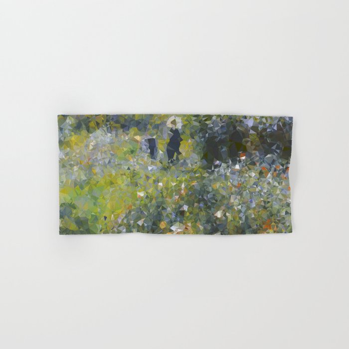 Monet Garden Low Poly Nature Art Bath Towel Gallery Image 1