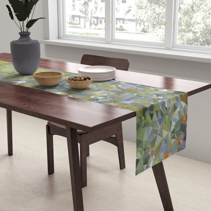 Monet Garden Low Poly Nature Art Table Runner Gallery Image 2