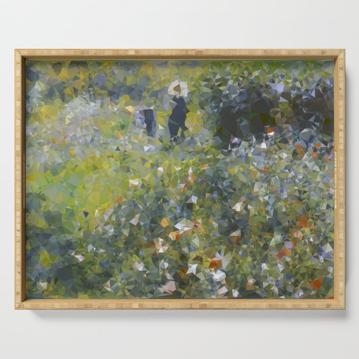 Monet Garden Low Poly Nature Art Serving Tray Gallery Image 1