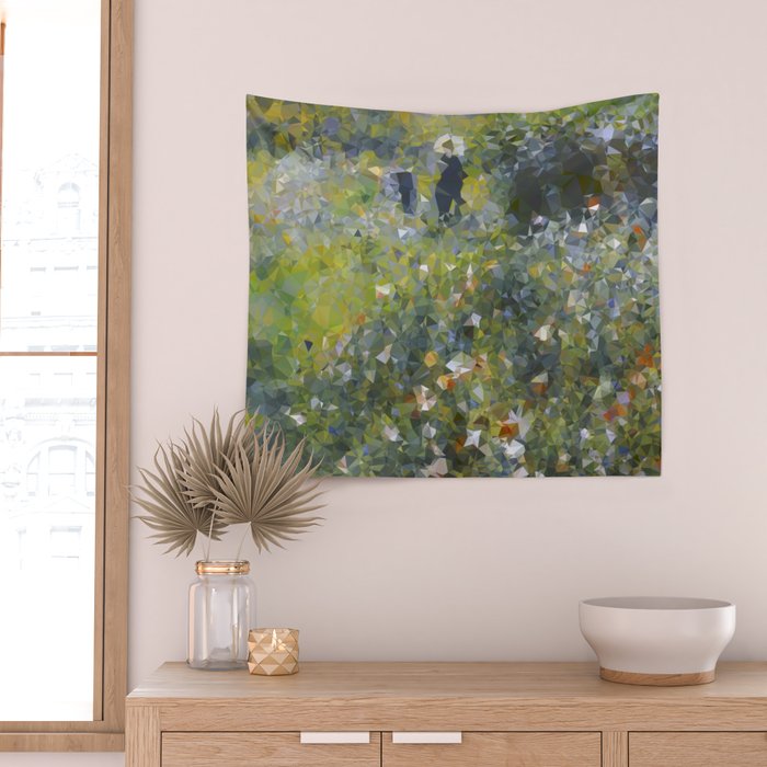 Monet Garden Low Poly Nature Art Wall Tapestry Gallery Image 2
