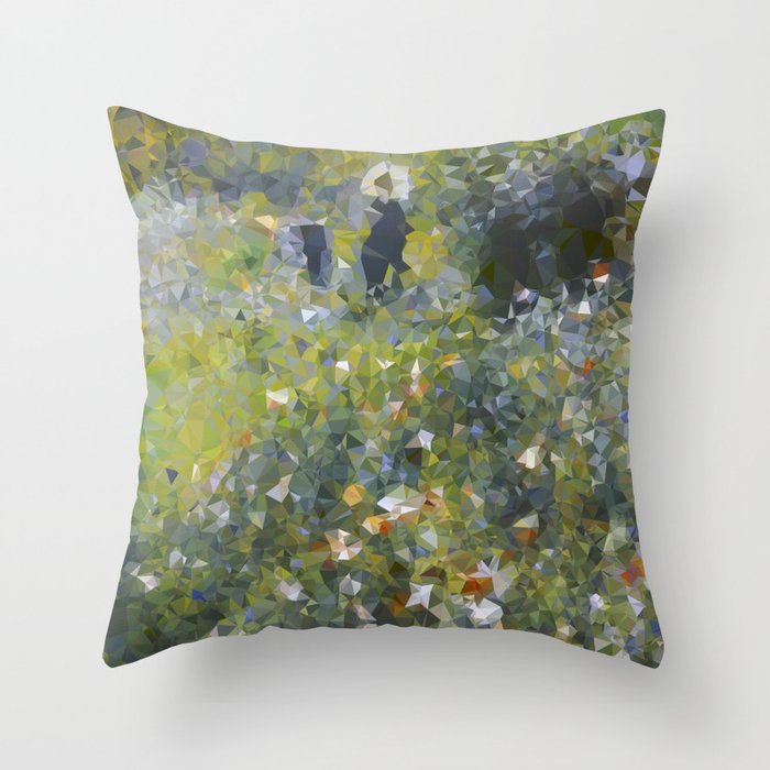 Monet Garden Low Poly Nature Art Throw Pillow Gallery Image 6