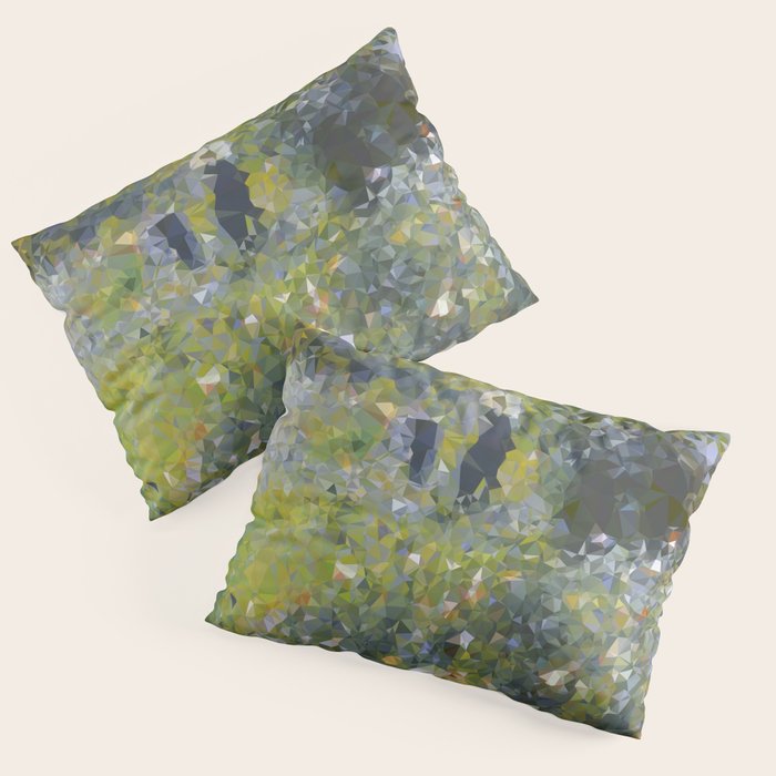 Monet Garden Low Poly Nature Art Pillow Sham Gallery Image 3