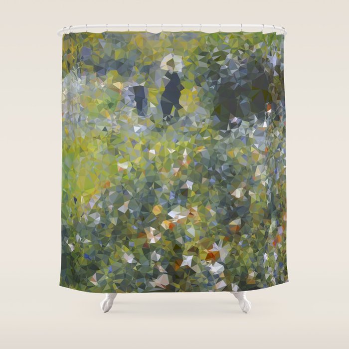 Monet Garden Low Poly Nature Art Shower Curtain Gallery Image 1