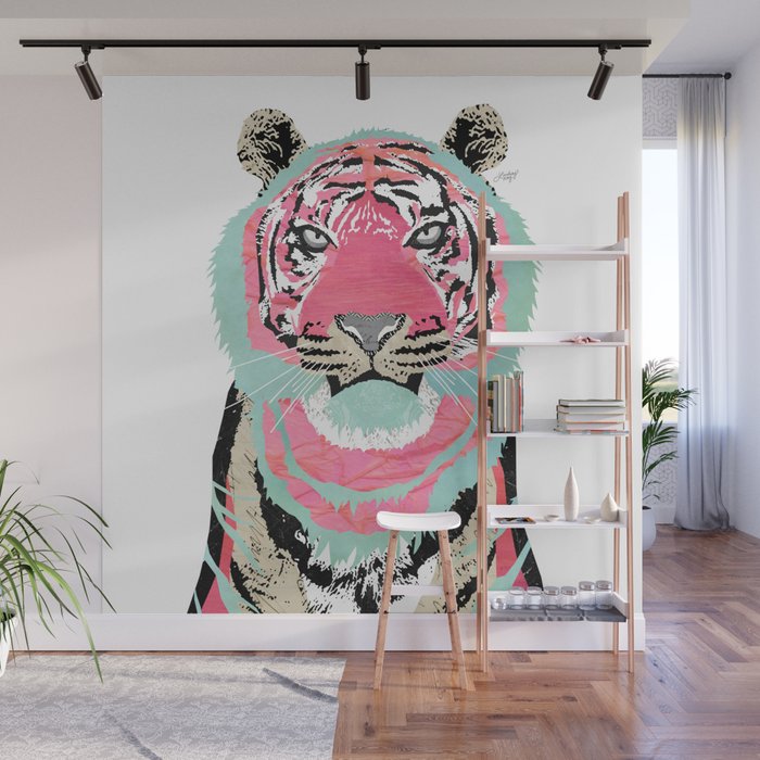 Pink Tiger Wall Mural Gallery Image 1