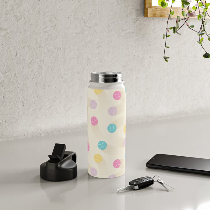 Colorful pastel tennis balls pattern Water Bottle Gallery Image 4