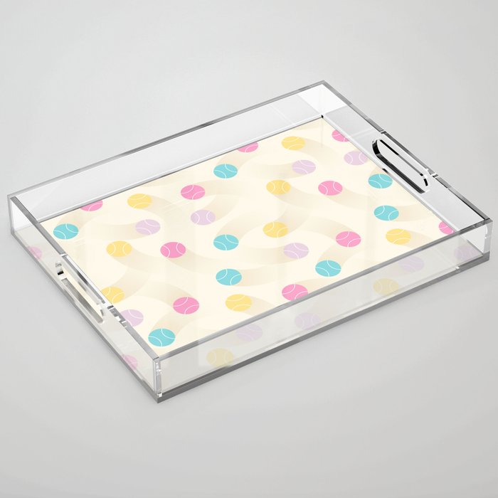 Colorful pastel tennis balls pattern Acrylic Tray Gallery Image 1